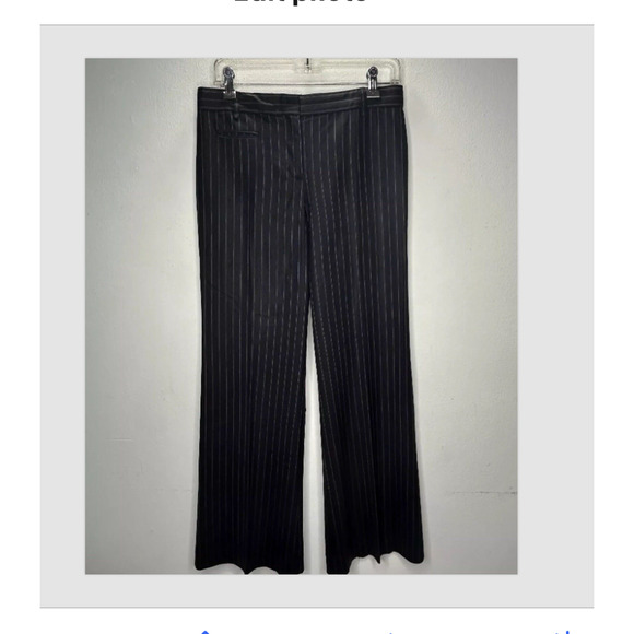 BCBGMAXAZARIA Black w/ Brown & White Pinstripe Wide Leg Zip Up Camilla Pant 2 - Picture 13 of 13